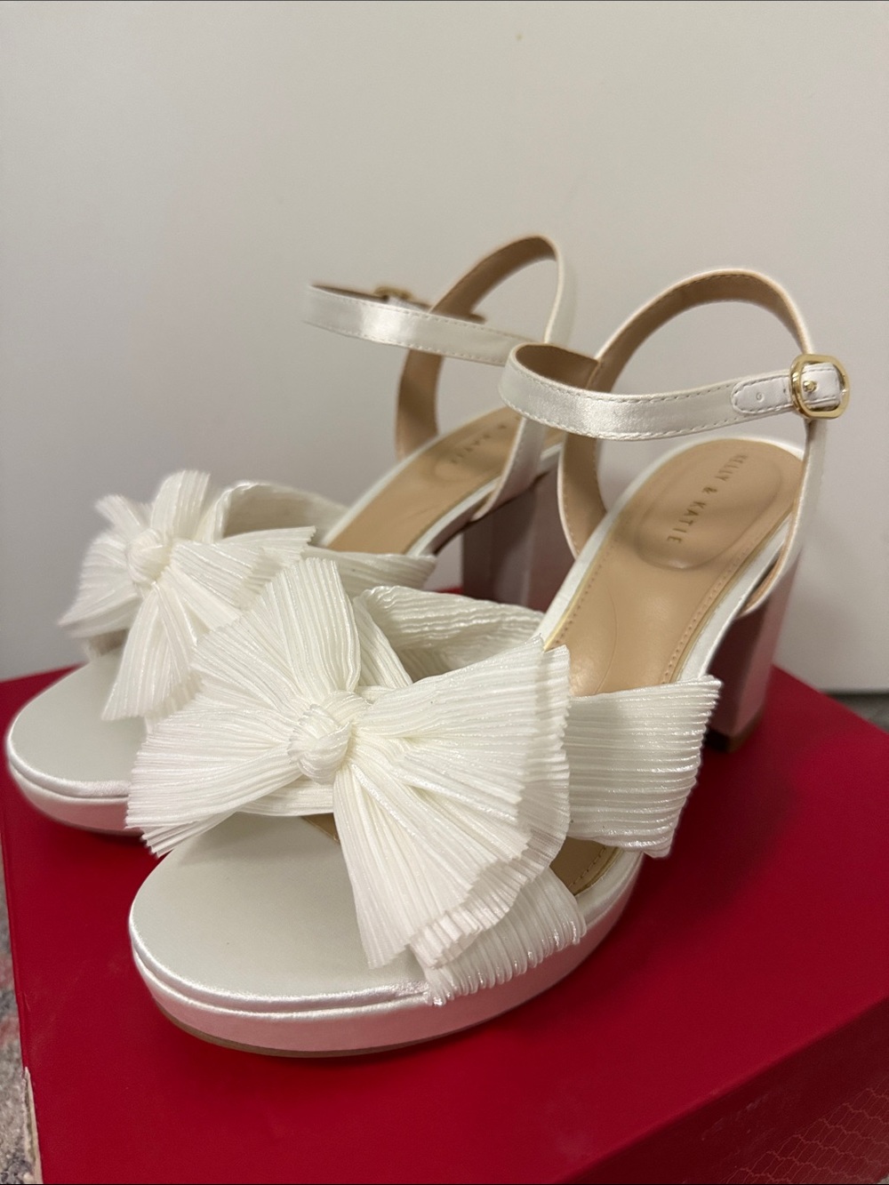Kelly & Katie White Block Heel with Bow